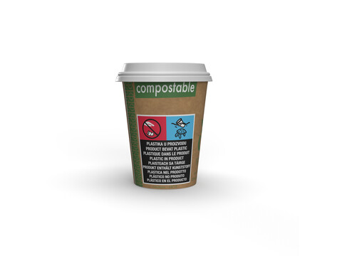 Gobelets  caf biodgradables PLA kraft 150ml/6oz,diamtre72mm
