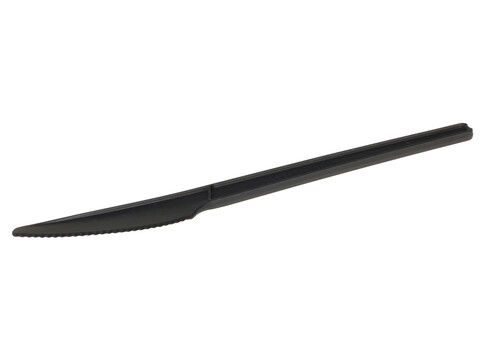 Couteau rutilisable bio noir 16,8 cm CPLA, compostable