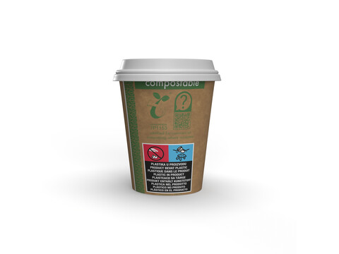 Gobelet à café bio en PLA kraft 250 ml/10oz, diamètre 90 mm