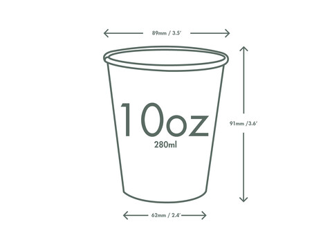 Gobelet  caf bio en PLA kraft 250ml/10oz,diamtre90mm, pack (50units)