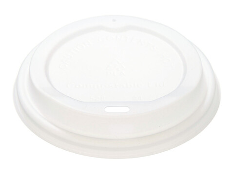 Couvercle biodégradable (CPLA) blanc pour gobelet à café de diamètre 9 cm