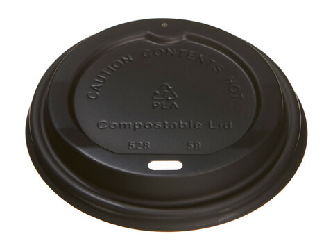 Couvercle bio (CPLA) noir pour gobelet  caf  9 cm Carton (1.000 pices)