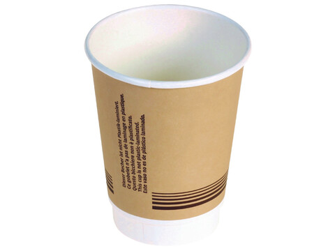 Just Paper gobelet double paroi marron 300ml/12oz,  90 mm carton (480 pices)